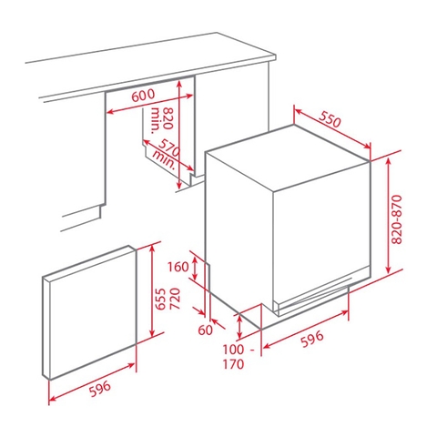 Máy Rửa Chén Âm Tủ TEKA - DW859FI 40716200 - TOTAL, Sức chứa 12 bộ, 5 chương trình rửa