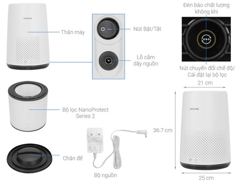 Máy Lọc Không Khí Philips AC0820/10 (<49m²) [Series 800]