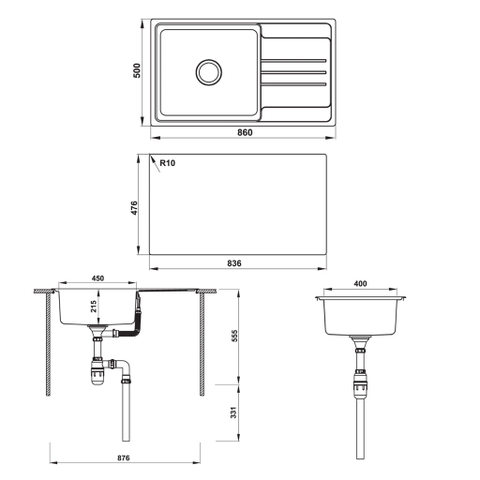 Chậu Rửa Chén Hafele HS20-SSN1S60 567.20.266 - Hafele Stainless Steel Sink