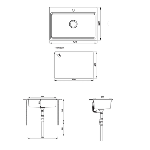 Chậu Rửa Chén Hafele HS20-SSN1S80 567.20.526 - Hafele Stainless Steel Sink