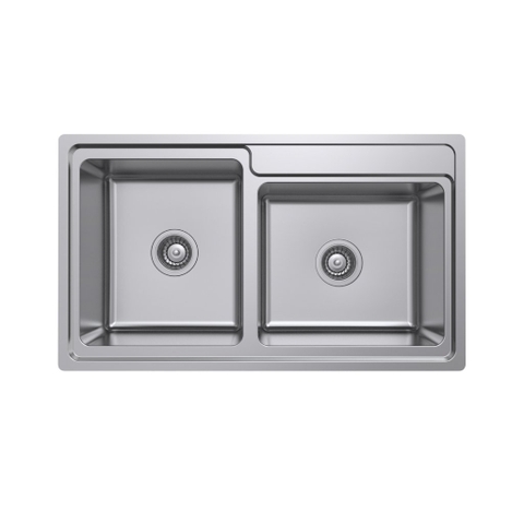 Combo Chậu Thép Không Gỉ Hafele + Lưới, Thớt, Rây - Chậu Inox / Stainless Steel Sink HS20-SSN2R90L 567.20.586