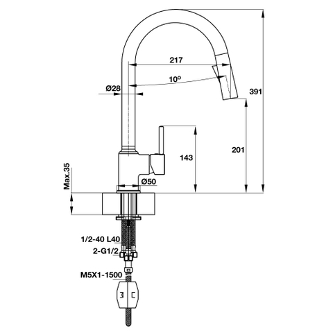 Vòi Bếp Hafele HT19-CH1P201 570.50.280 - Hafele Tap