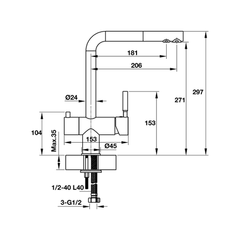 Vòi Bếp Hafele HT19-CH2P271 570.51.060 - Hafele Tap