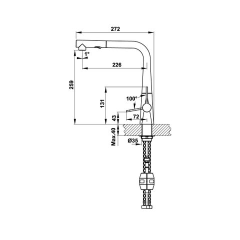 Vòi Bếp Hafele Hydros HT20-CH1P259 570.82.210 - Hafele Tap Hydros