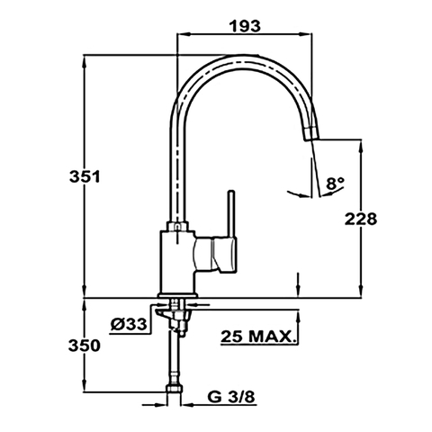 Vòi Rửa TEKA - ARES 239150210 - Nước nóng, lạnh, Thép không gỉ AISI 314