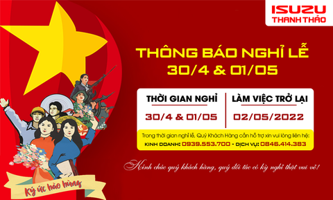 Thông báo nghỉ Đại Lễ 30/4 và Quốc tế Lao động 1/5