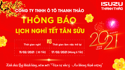 THÔNG BÁO LỊCH NGHĨ TẾT TÂN SỮU 2021