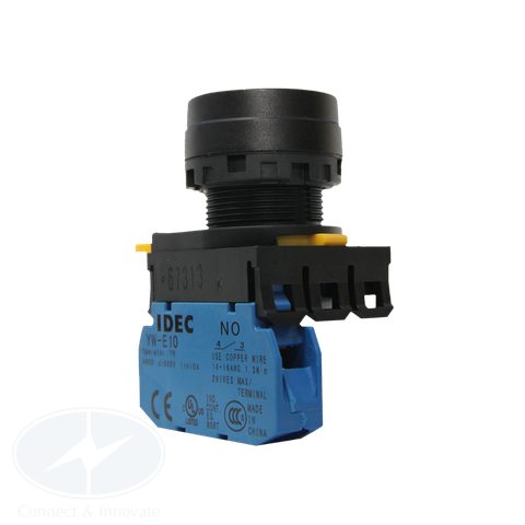 Nút nhấn Idec không đèn YW1B-A1E11B Ø22mm màu đen 1NC+1NO