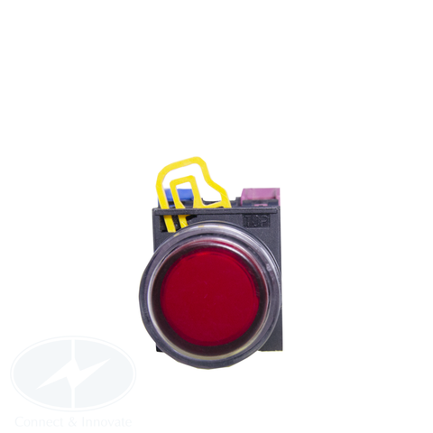 Nút nhấn Idec có đèn loại phẳng 220V AC/DC YW1L-MF2E11QM3R  Ø 22mm, màu đỏ 1NC-1NO