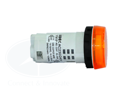 Đèn báo Idec loại phẳng YW1P-1UQM3A Ø 22mm 220V AC/DC màu hổ phách