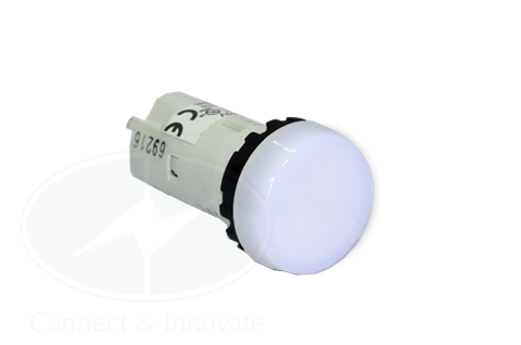 Đèn báo Idec loại phẳng YW1P-1UQM3W Ø 22mm 220V AC/DC màu trắng