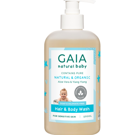 SỮA TẮM, GỘI GAIA NATURAL BABY HAIR & BODY WASH 500ML