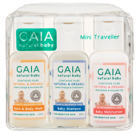 BỘ SỮA TẮM, GỘI, DƯỠNG ẨM MINI GAIA NATURAL BABY MINI TRAVELLER