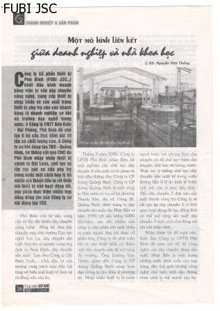Đề tài khoa học - Công ty CP Thiết bị và XD Phú Bình (Đăng Tạp chí Cơ khí Việt Nam)