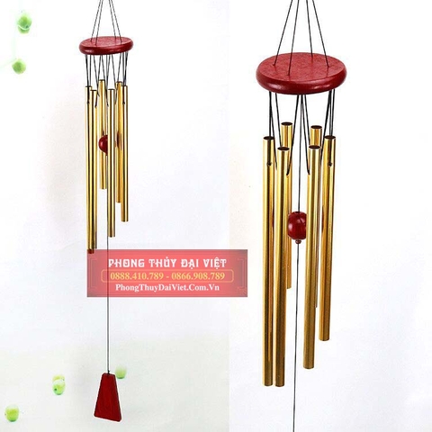 Chuông gió phong thuỷ 6 thanh hợp kim nhôm mạ đồng