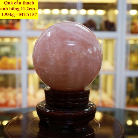 Quả cầu thạch anh hồng tự nhiên ĐK 11.2cm - 1.95kg - MTA157