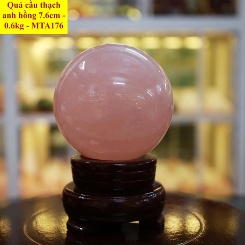 Quả cầu thạch anh hồng tự nhiên ĐK 7.6cm - 0.6kg - MTA176