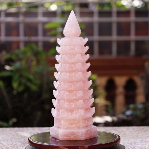 Tháp văn xương thạch anh hồng 9 tầng 23x7.7cm -1.4kg-DPVN200-1