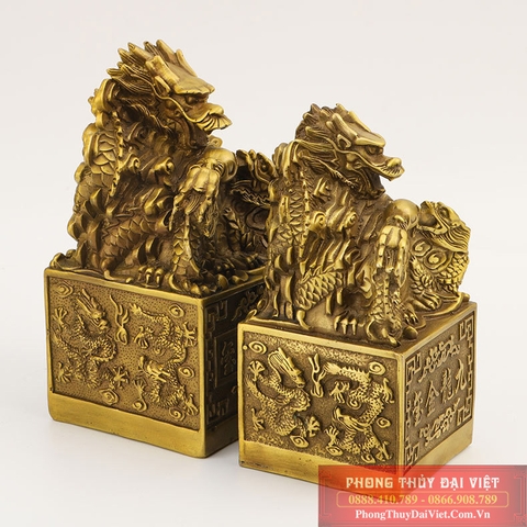 Ấn rồng cửu long đồng nguyên chất 7x7x13cm - 0.9kg