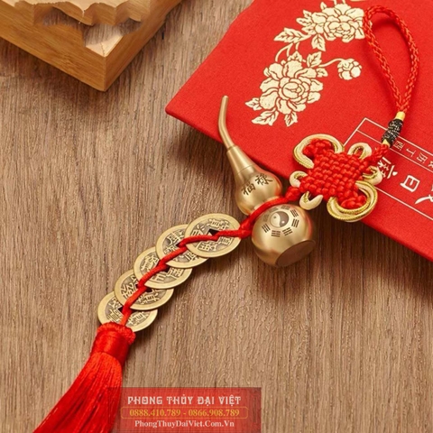 Dây Treo Hồ Lô Đồng Nguyên Chất Kết Xu Ngũ Đế