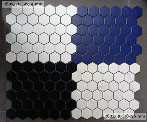 Gạch mosaic lục giác 325x282/51x59 HX5207M ( xanh dương đậm / mờ)