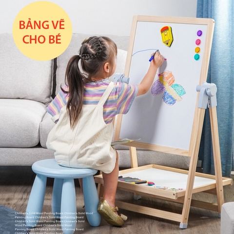 Bảng vẽ 2 mặt cho bé, flipchart khung gỗ, đồ chơi giáo dục giúp bé phát triển tư duy sáng tạo