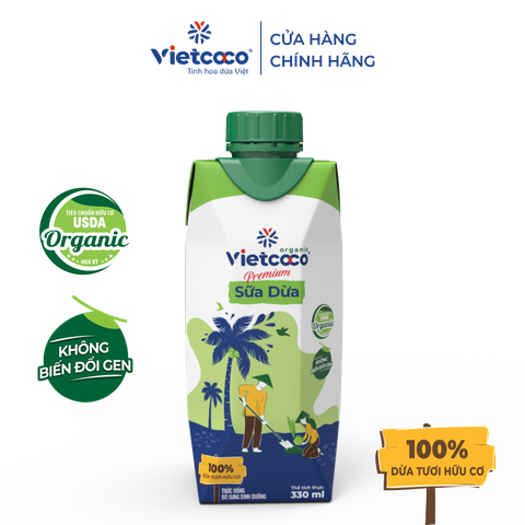 Sữa Dừa Premium Organic VIETCOCO - Hộp giấy 330ml