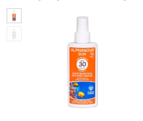 Kem chống nắng hữu cơ SPF30 dạng xịt Alphanova Sun 125g