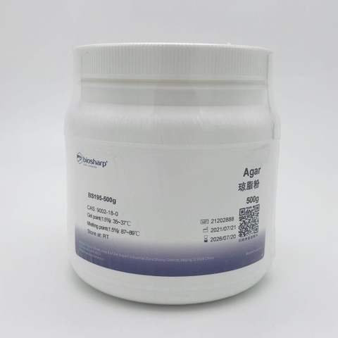 Agar powder, lọ 500g/1kg, Code: BS195 (Nuôi cây mô thực vật và vi sinh), hãng Biosharp-China