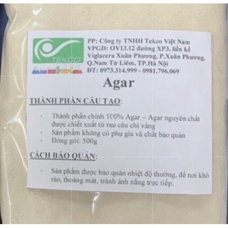 Thạch Agar, Agar Agar powder (Dùng cho nuôi cây mô thực vật và vi sinh)