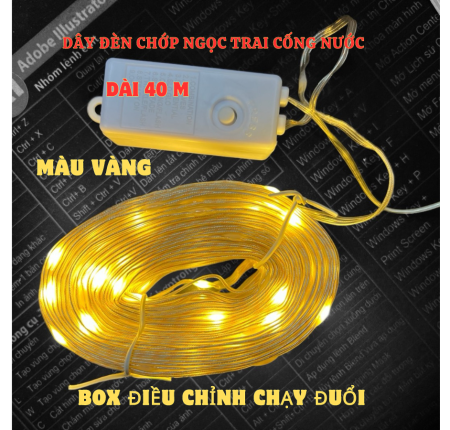 Dây Đèn Chớp Ngọc Trai 40m Chống Nước-Màu Vàng-Chạy Đuổi