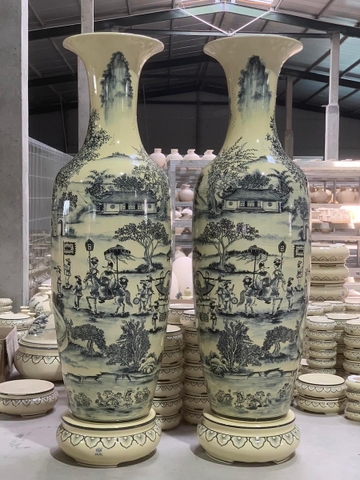 Lục Bình Vinh Quy Bái Tổ 1,68m Gốm Chu Đậu Truyền Thống