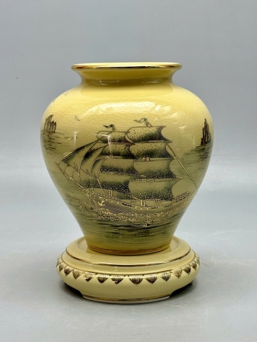 Bình Cát Tường Thuận Buồm Xuôi Gió Cao 27cm Gốm Vẽ Vàng