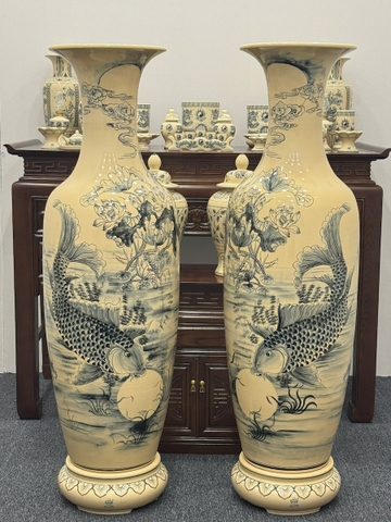 Lục Bình Lý Ngư Vọng Nguyệt Cao 1,66m Truyền Thống