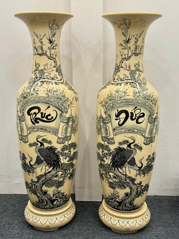 Lục Bình Tùng Hạc Chữ Phúc Đức Cao 1,66m Truyền Thống