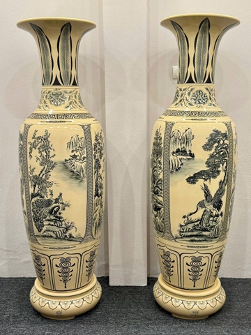 Lục Bình Tứ Cảnh Sơn Thủy Cao 1,57m Truyền Thống