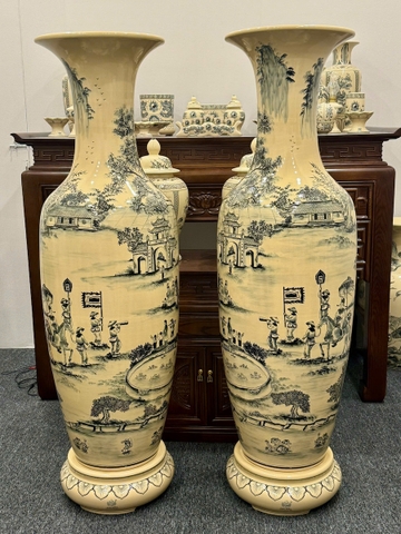 Lục Bình Vinh Quy Bái Tổ Cao 1,57m Gốm Truyền Thống