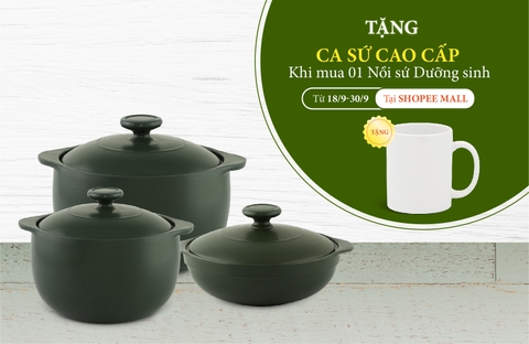 Ưu đãi hấp dẫn khi mua nồi sứ dưỡng sinh Minh Long tại Shopee Mall