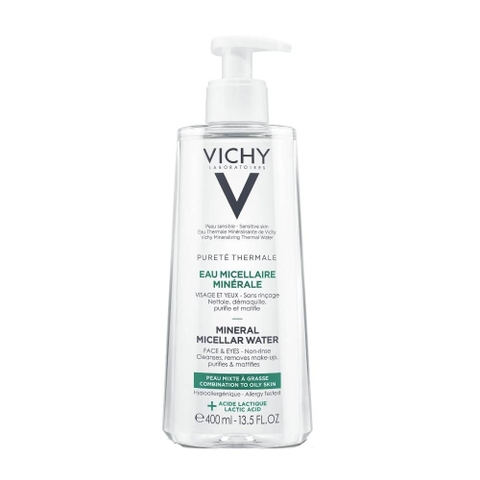 Nước tẩy trang cho da dầu, da hỗn hợp Vichy Purete Thermale Mineral Micellar water Combination To Oily Skin