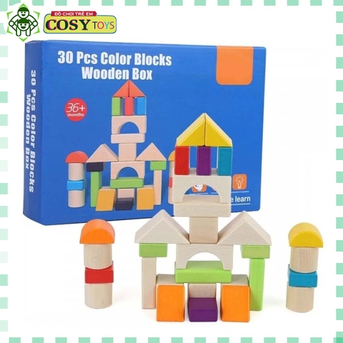 Đồ chơi phát triển trí tuệ xếp hình bằng gỗ với 30 hình khối khác nhau cho bé