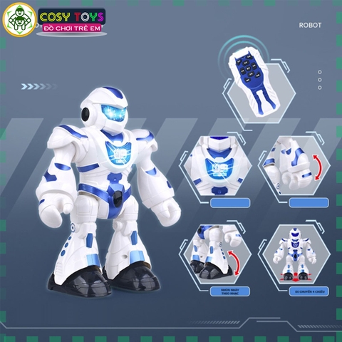 Đồ chơi robot siêu nhân có điều khiển mẫu mới nhiều chế độ điều khiển, di chuyển khác nhau, có đèn và nhạc cho bé