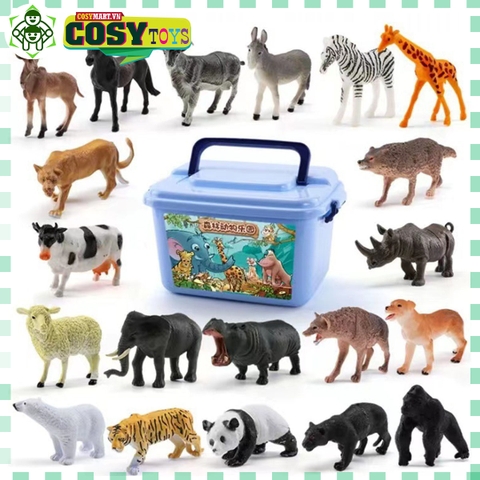 Đồ chơi mô hình 58 chi tiết các con thú rừng bằng nhựa cho bé (hộp lớn)