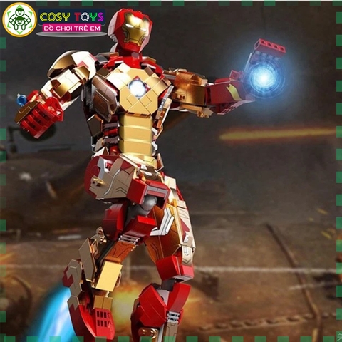 Đồ chơi lắp ghép xếp hình Iron Man giáp MARK XLII cỡ lớn kèm nhiều chi tiết chuyển động với 1126 mảnh ghép cho bé