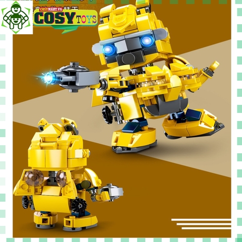 Đồ chơi lắp ghép xếp hình robot biến hình Bumbelee vàng với 216 mảnh ghép, mẫu robot lớn, khớp có cử động được và nhiều chi tiết cho bé