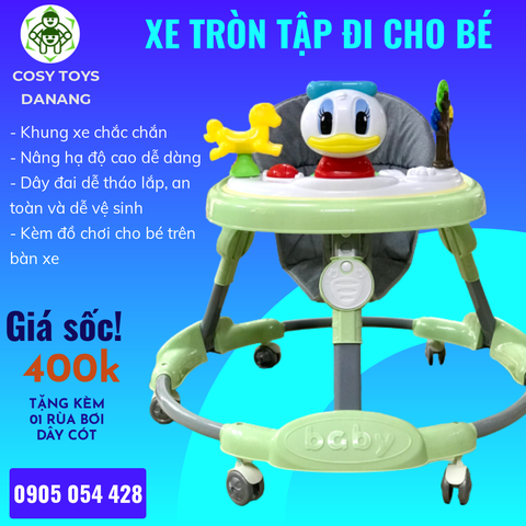 XE TRÒN TẬP ĐI CON VỊT CÓ ĐIỀU CHỈNH ĐỘ CAO CHO BÉ TẬP ĐI