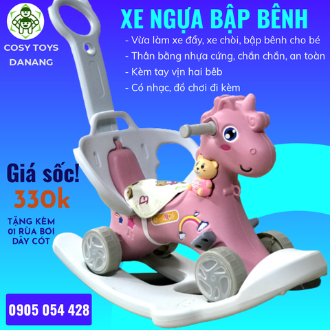 XE NGỰA BẬP BÊNH KÈM THANH ĐẨY CHO BÉ TỪ 2 TUỔI