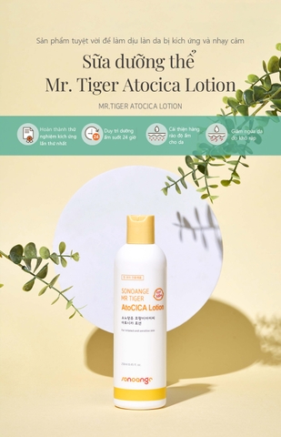 Sữa Dưỡng Thể Dành Cho Bé Mr. Tiger Atocica Lotion 250ml Dưỡng Ẩm và Dịu Da