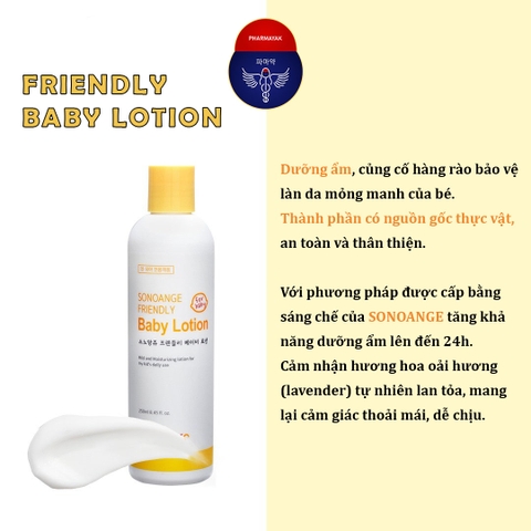 Sữa Dưỡng Ẩm Cho Bé Friendly Baby Lotion 250ml chiết xuất từ thực vật 100% thuần chay