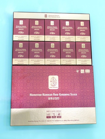 HỒNG SÂM TẨM MẬT ONG CẮT LÁT FINE GINSENG. 20g x 10 gói, 680 Kcal.