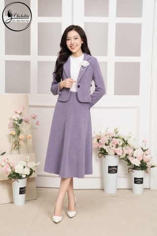 Sét bộ vest nhung màu tím